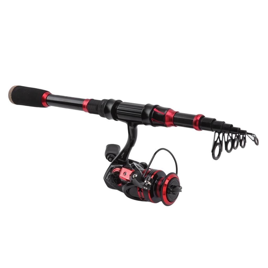 2.1m Telescopic Fishing Rod Carbon Fiber Casting Rod Fishing Reel Combo Set with Fishing Line