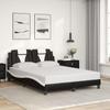 VidaXL Bed Frames and Headboards, Upholstered Bed with Cushion, Double Bed, Adult Bedroom Bed, Modern, Black and White 3208101