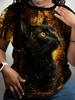Women's Fashion Short Sleeve T-Shirts 3D Print Leopard Graphics Tees Breathable Women's Casual T-Shirts Summer Female Clothing