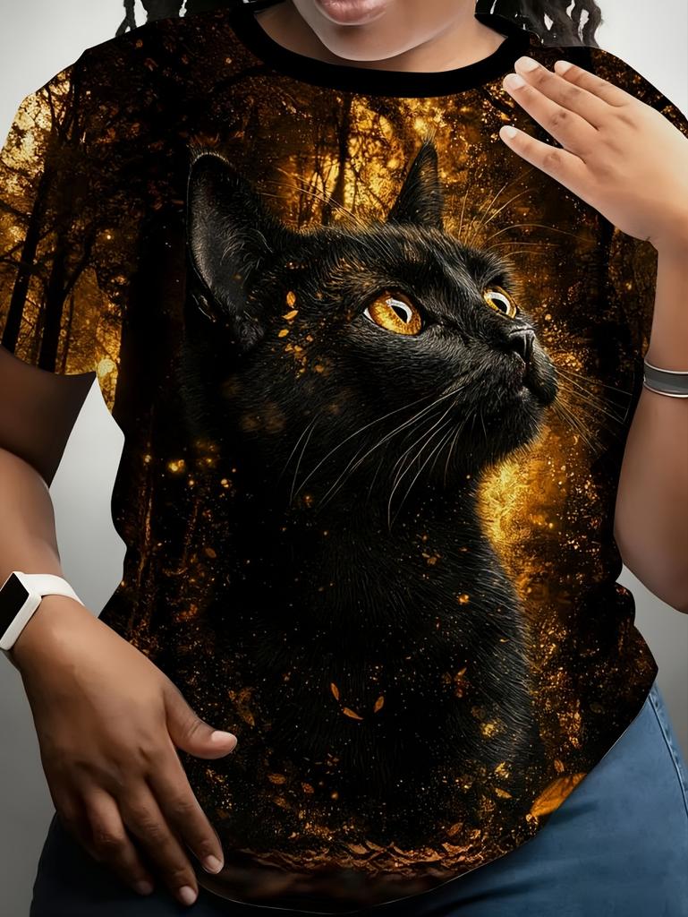 Women's Fashion Short Sleeve T-Shirts 3D Print Leopard Graphics Tees Breathable Women's Casual T-Shirts Summer Female Clothing