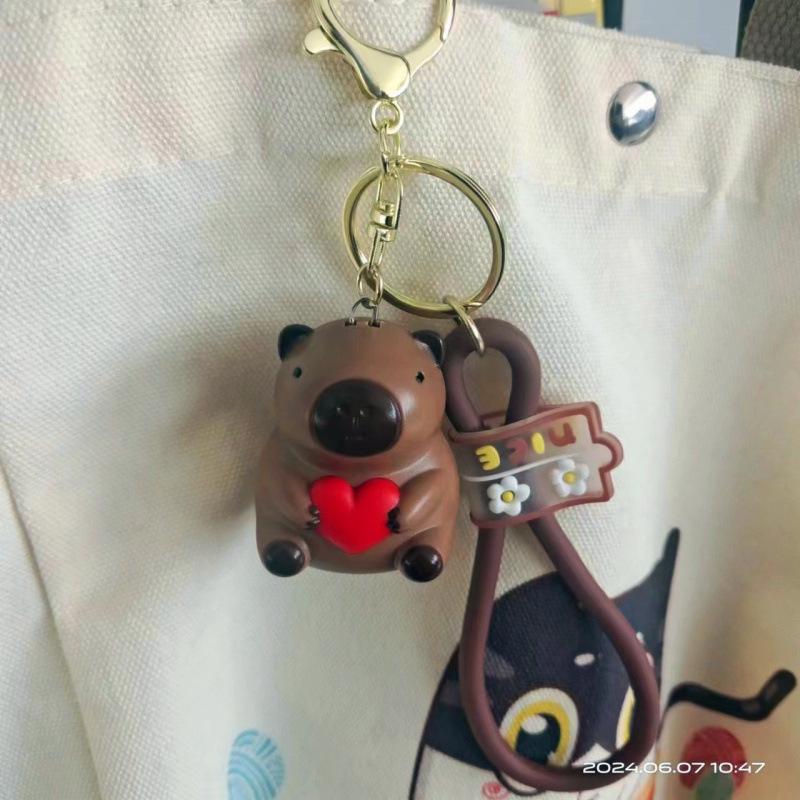 Qixi Gift: 'I Love You' Glowing Capybara Pendant & Sound Keychain