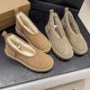 Autumn and winter new snow boots women's grandma shoes ballet low-top one pedal velvet warm going out lazy cotton shoes