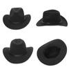 GEMVIE Western Unisex Wide Brim Gentleman Cowboy Hat Autumn Winter Outdoor Fedora Hats with Belt