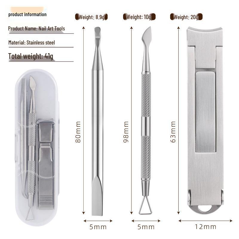 Nail Art Stainless Steel Universal Clipper Set - Double-Sided for Fingernails & Toenails