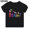 Hot Sale Video Game Pikmin 4 Print Cartoon Kids Tshirt Girls Clothes Baby Boys Black Short Sleeve T Shirt Children TopsTH5868