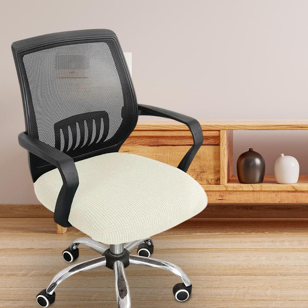 Washable Universal Swivel Chair Cover with Armrests Stretch Office Seat Protector Removable for Computer Desk