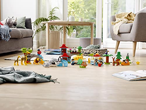 LEGO Duplo Welt Tiere Weltentdeckung 10907 Pädagogisches Bausteine Spielzeug für Mädchen und Jungen