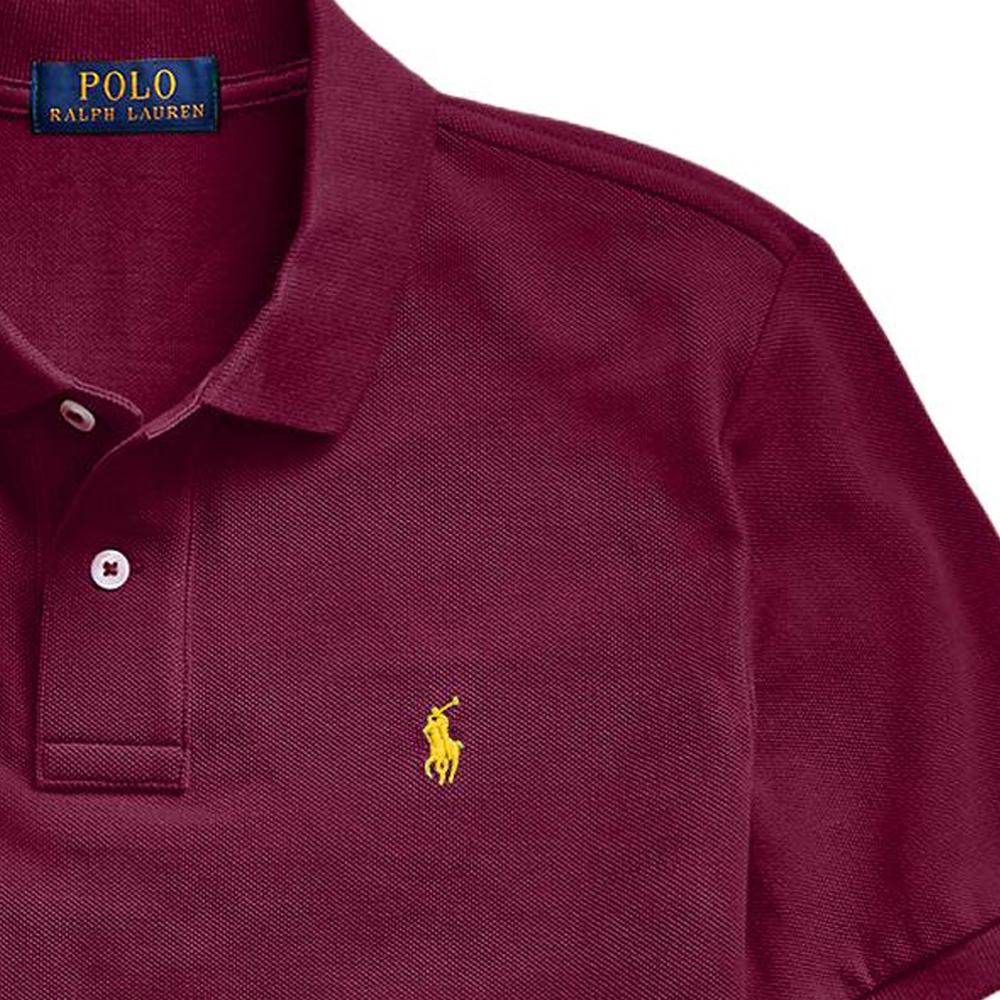 Polo Ralph Lauren Short Sleeve Polo Shirt Kids SS23 Solid Color Logo Embroidery Pullover Kids tops Burgundy 323720732-001