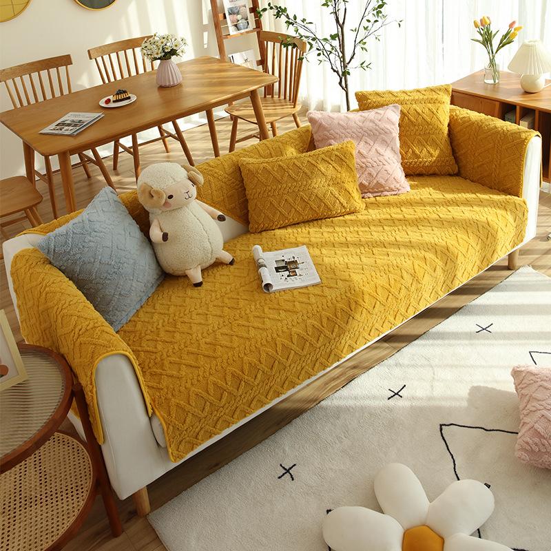 Winter Plush Sofa Cushion Simple Winter Thickened Cushion Leather New Non-Slip Sofa Cover All-Inclusive Cover Towel