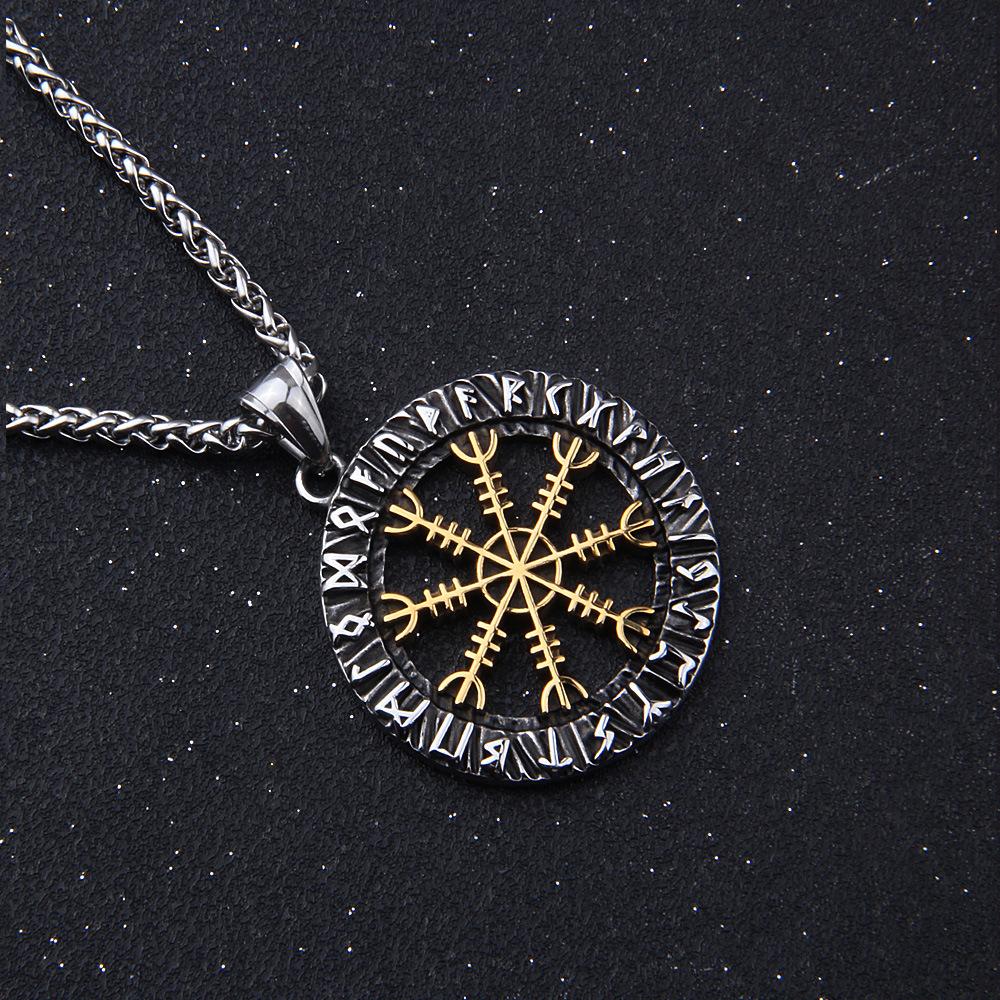 Norská mytologie Viking Řetízkový náhrdelník s přívěskem Pánský Nordic Compass Ochranný přívěsek Gungnir