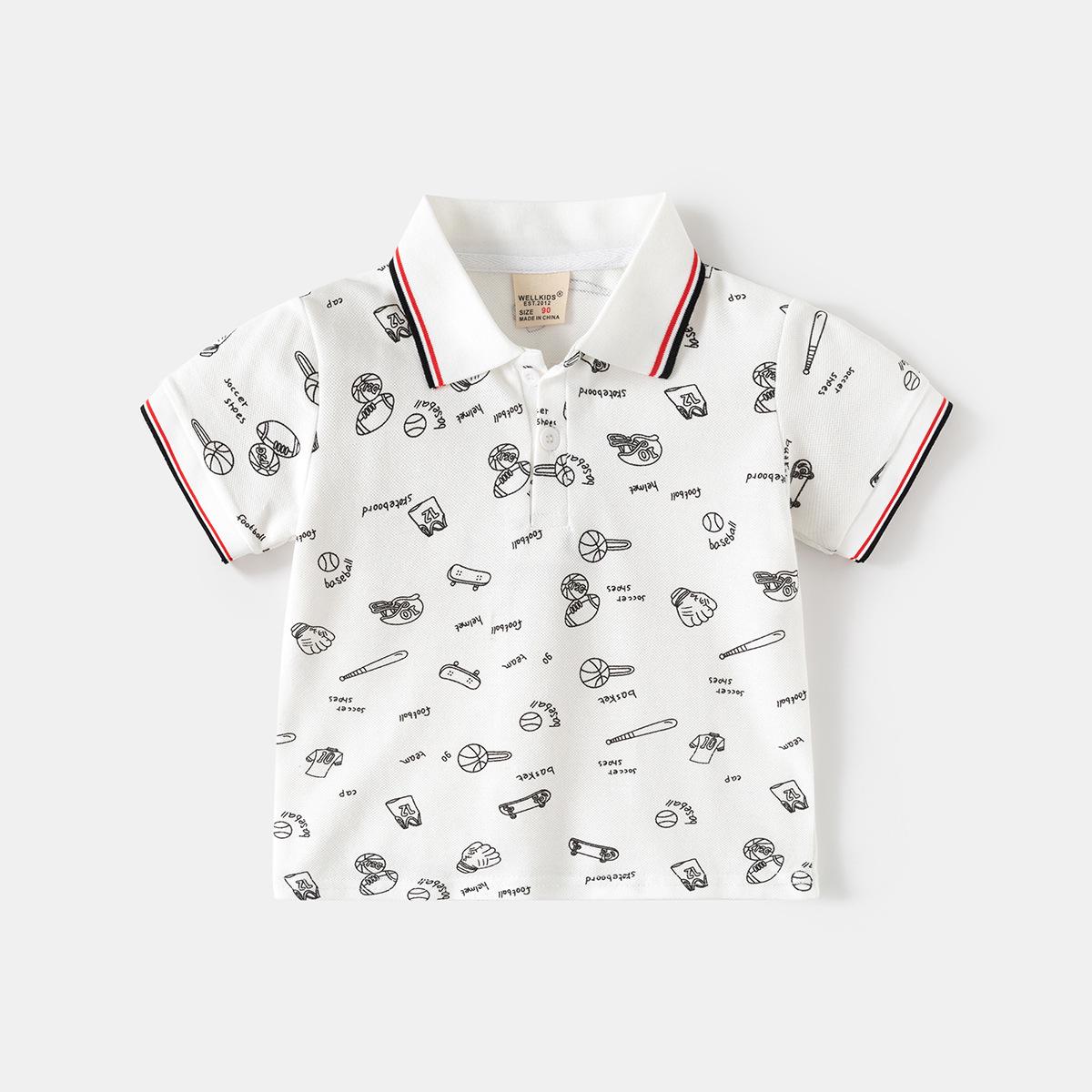 

Korean Style Short Sleeve Polo Shirt for Boys - Summer Cotton T-Shirt 110 cm грязно-белый