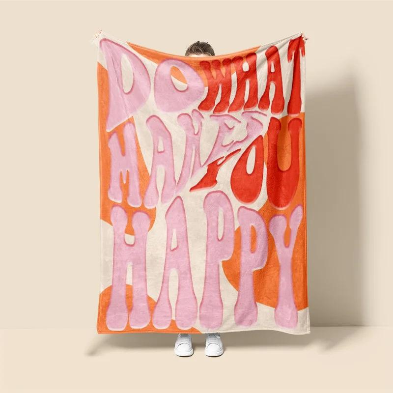 Morandi Tone Abstract Botanical Blanket – Scandinavian Minimalist Throw for Sofa & Home Caf – Dual Purpose Graffiti Design