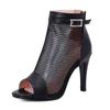 Sommer High Heel Tanzschuhe Schwarz Mesh Latin Ballroom Dance Stiefel für Frau Wildleder Gummi Salsa Bachata Tanzschuhe Frau