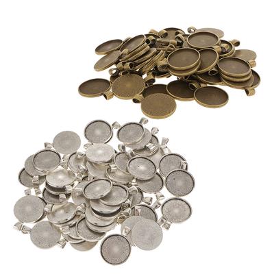 100pcs 25mm Round Alloy Base Cameo Setting Cabochon Charms Pendant DIY Craft