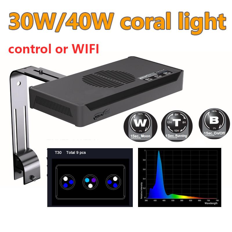 30W/40W LED System Oświetleniowy Sterowanie Dotykowe Akwarium Rafa Koralowa Lampa Pełne Spektrum Nano Oświetlenie Akwariowe Akwarium Słodkowodne
