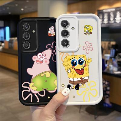 Lovely SpongeBob Phone Non-Slip Case For Samsung Galaxy S24 S23 S22 S21Ultra Plus S23 S21 S20 FE Cases Silicone Shockproof Cover