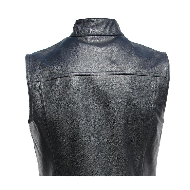 Chiński rozmiar Sons of Anarchy haft motocyklowy Biker skórzana kamizelka męska prawdziwa skórzana kurtka bez rękawów prawdziwa skóra bydlęca klubowa kamizelka jazda 6XL