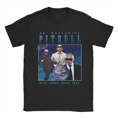 Herr. weltweit Hommage T-Shirts Herren Pitbull Lustige Baumwoll-Tees Rundhals Kurzarm T-Shirt Übergröße Oberteile