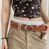 Retro Suede Rivet Belt Luxury Design Punk Waistband Business Waist Belt  Paired with Skirts Jeans