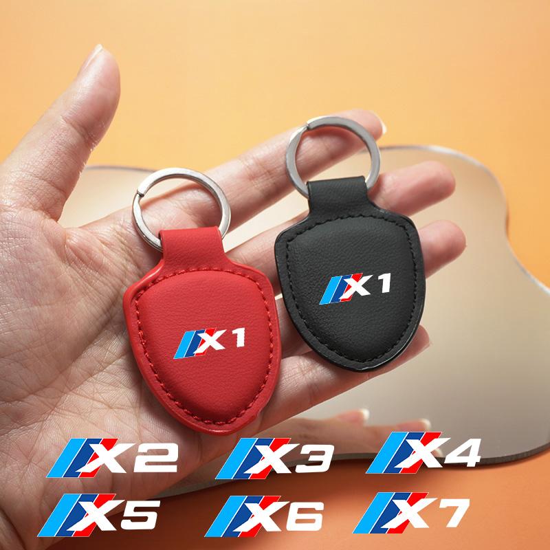 Metal Leather Car Keychain Keyring Key Chains Anti-loss Pendant Decoration For BMW X1 X2 X3 X4 X5 X6 X7 Auto Styling Accessories ysbf88