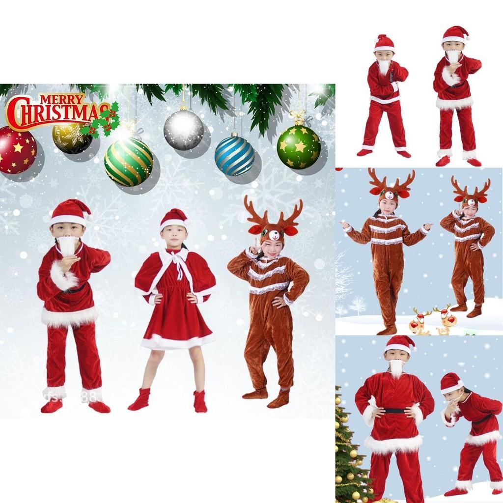 Festive Kids Girls Christmas Cosplay Costume W/elk Santa Claus Outfits