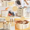 Collapsible Plastic Laundry Basket with Handles and Side Containers - Space-Saving Laundry Basket for Laundry Rooms, Bathrooms,