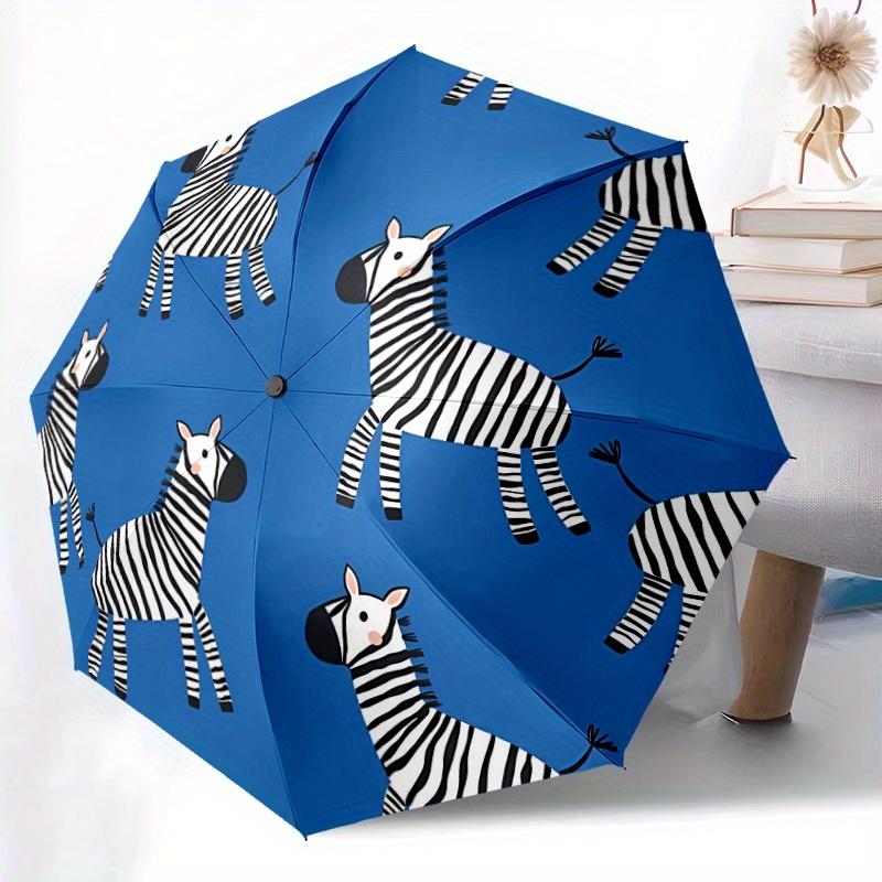 1pc Zebra Pattern Automatic Open/close, All-Season Portable Folding Umbrella, Travel, Everyday, Formal Events - Compact Luxury Parasol, Outdoor Access
