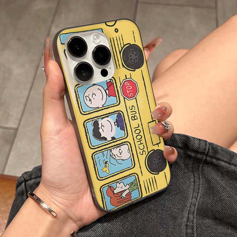Cute Cartoon S-Snoopys For IPhone 17 16 15 14 13 12 11 Pro Max Plus Pro Corrugated Shockproof Matte Phone Cover