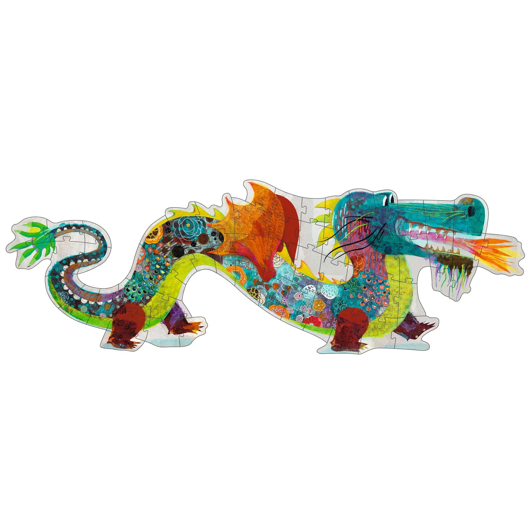 

DJECO Giant Puzzle: Leon the Dragon, 58-Piece Jigsaw Puzzle, Large Puzzle, Montessori Educational Toy, Ages 4, 5, and 6, Boys, Elementary School