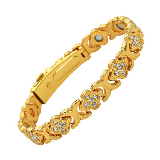 Women Bracelet Flower Shape Sparkling Rhinestones Inlaid Versatile Electroplated Smooth Surface Bracelet Dress Up Jewelry Gift