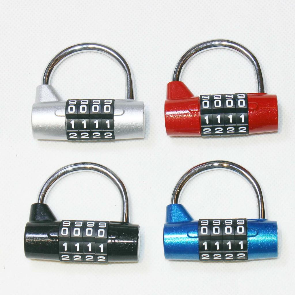 U-Shaped Zinc Alloy 4-Digit Combination Padlock for Luggage, Gym, Office