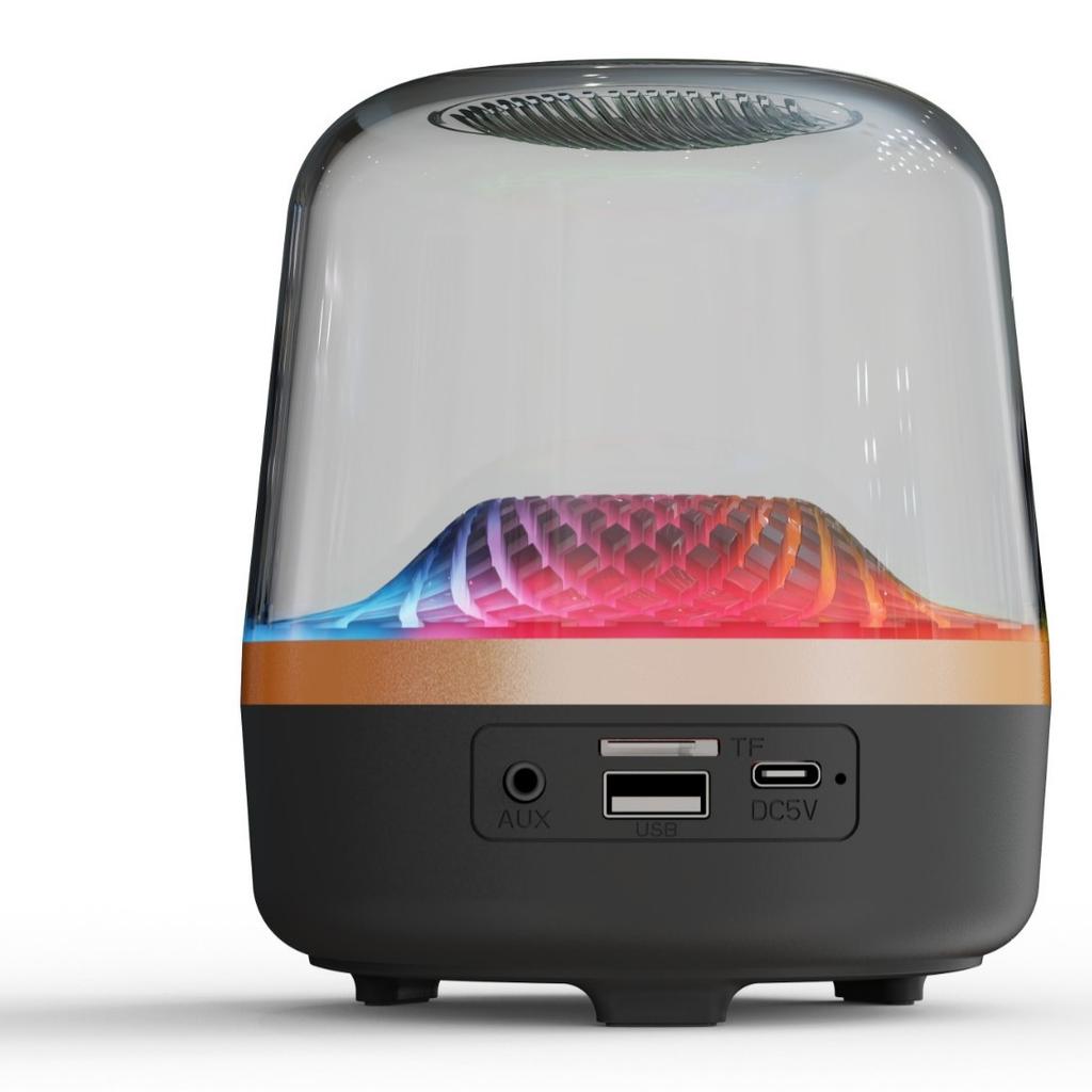 Huaqiangbei 2025 new HARMAN desktop subwoofer glazed 5th generation Bluetooth speaker GLASS black gold collection speaker