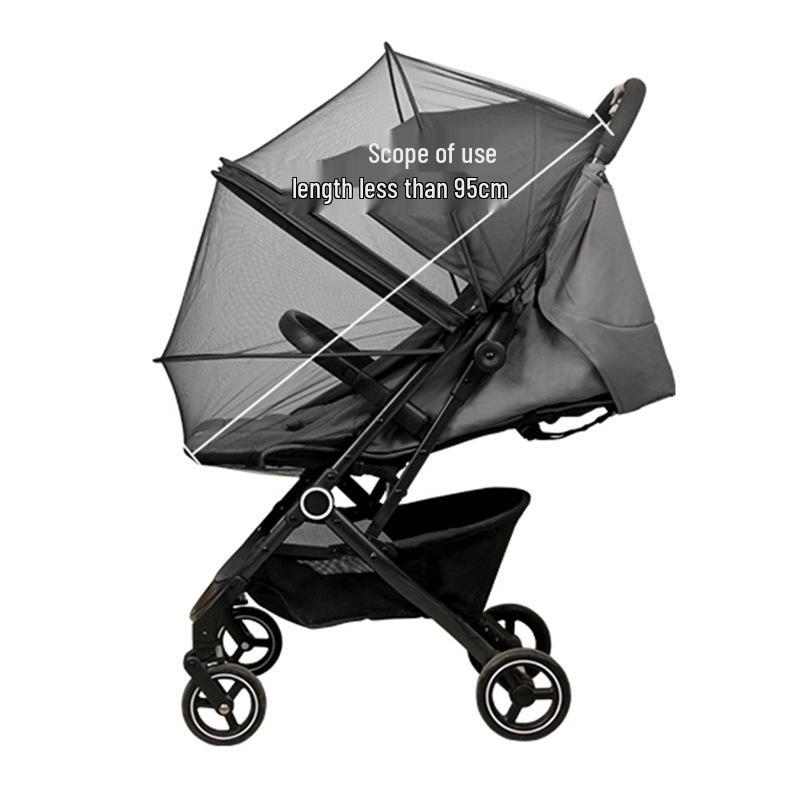 Baby Stroller Frame with Zipper Embroidery Style Mosquito Net - Foldable, No Installation Required