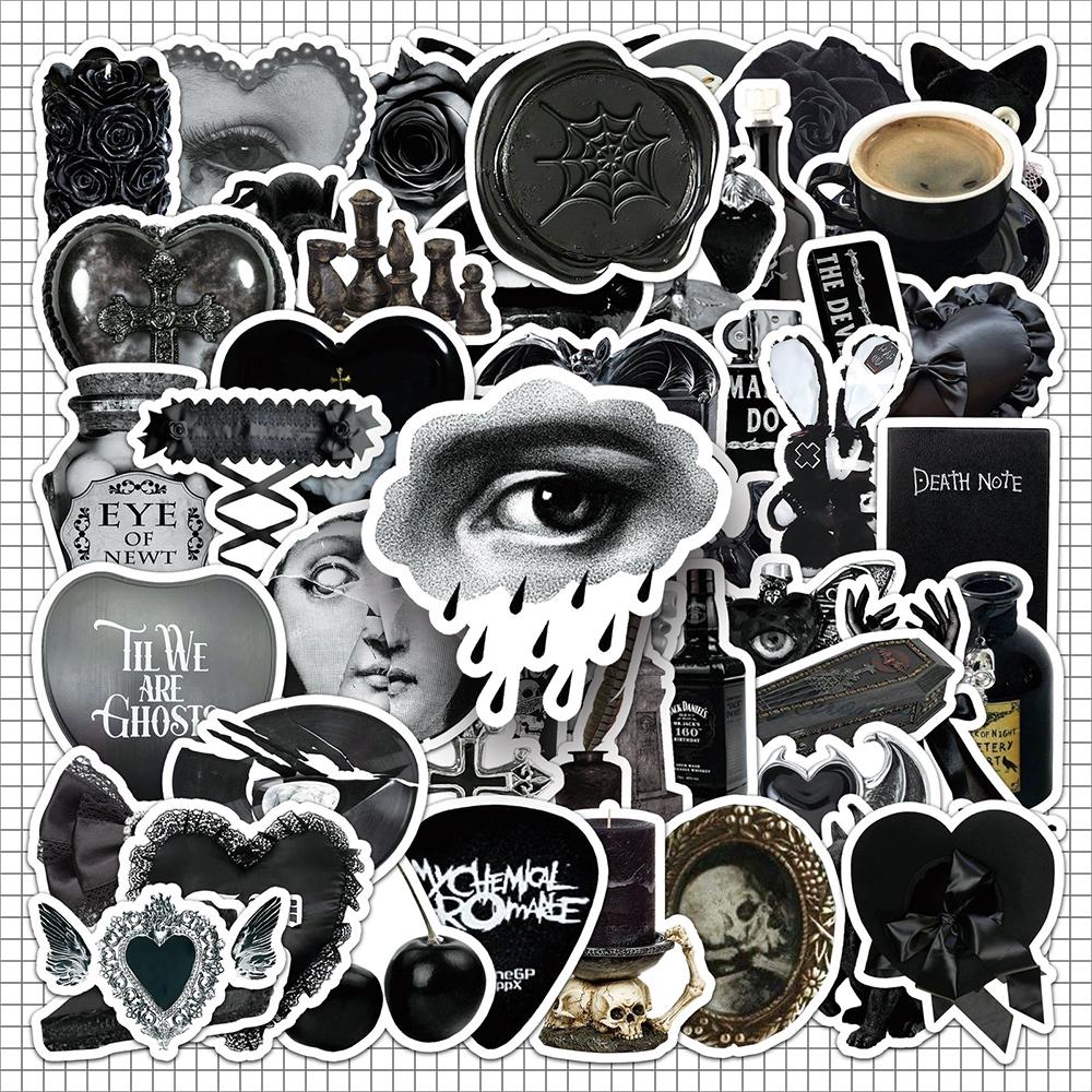 10/30/50pcs Dark Gothic Aesthetic Art Stickers Cool Cartoon Graffiti Decals Waterproof DIY Suitcase Phone Laptop Sticker Packing