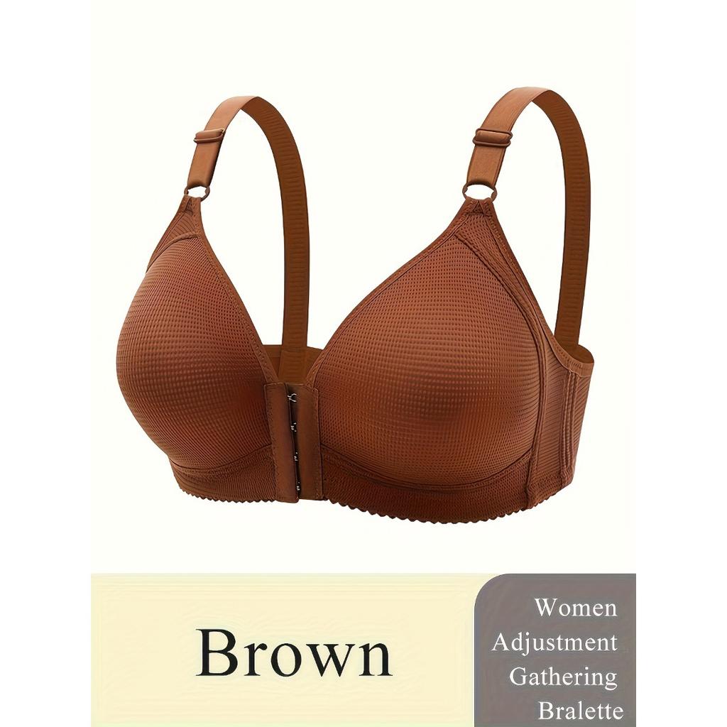 Front Clasp Design, Adjustable Straps, Non-removable Pads, Textured Fabric Provides Support and Comfort for All-season Wear, Black, Comfort Underwear