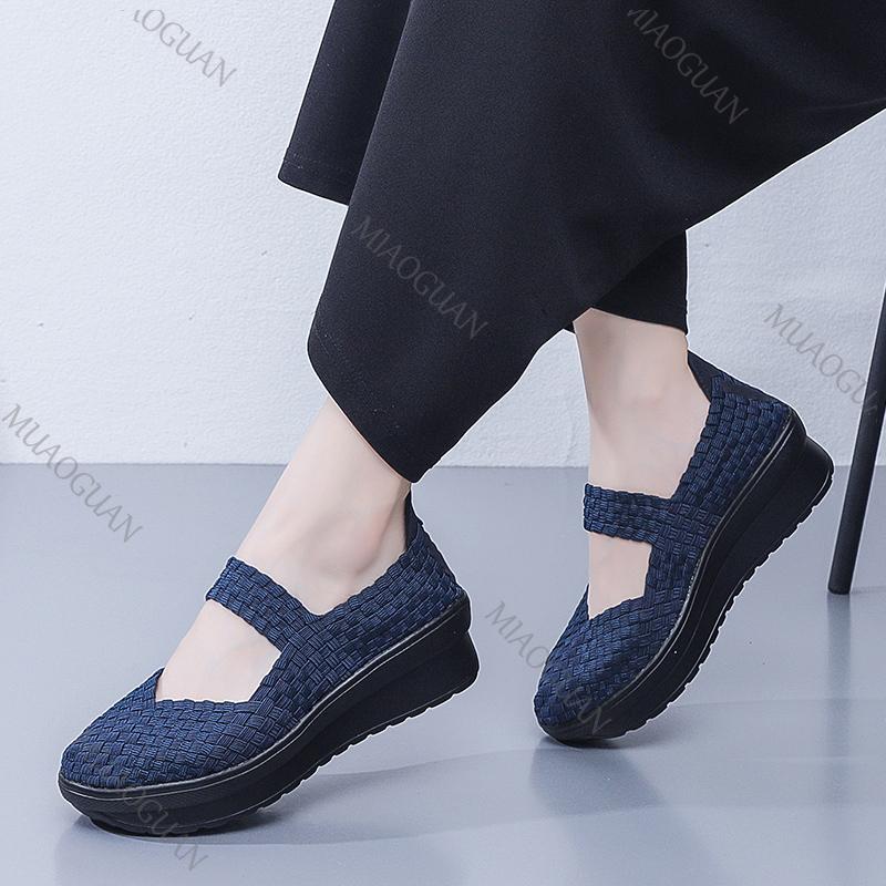 Fashion Summer Women Flat Shoes 2025 New Fashion Elastic Band Weave Shoes Breathable Lightweight Women Casual Loafers Zapatos De Mujer