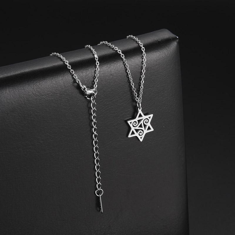 Dreamtimes Triple Spiral Triskelion Hexagram Necklace for Women Men Stainless Steel Pendant Star of David Je Jewelry Collar