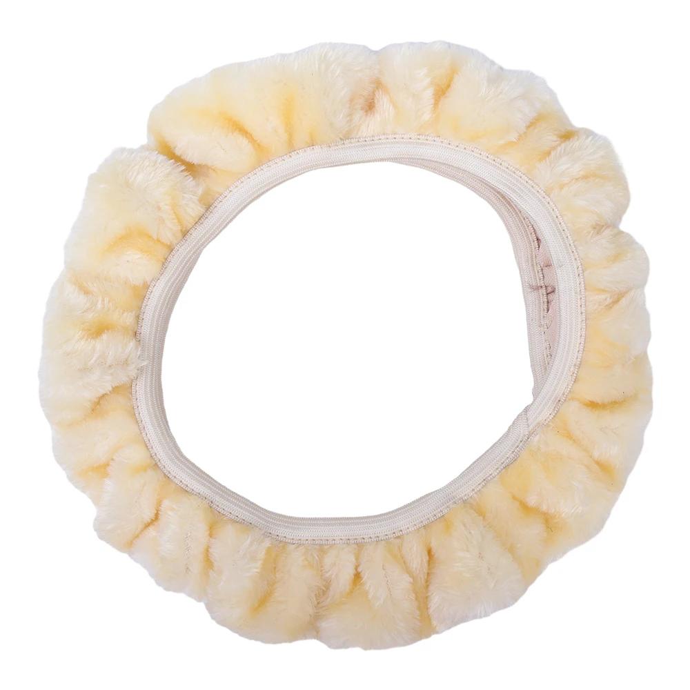 Winter Steering Wheel Cover 38cm Universal Short Plush Telescopic Elastic High-density Warm Plush Cover Car Interior Accessories