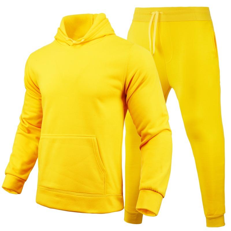 Frühling Herbst Slim Fit Einfarbig Hoodie Set Urban Casual Pullover Herrenbekleidung Hosen Sets