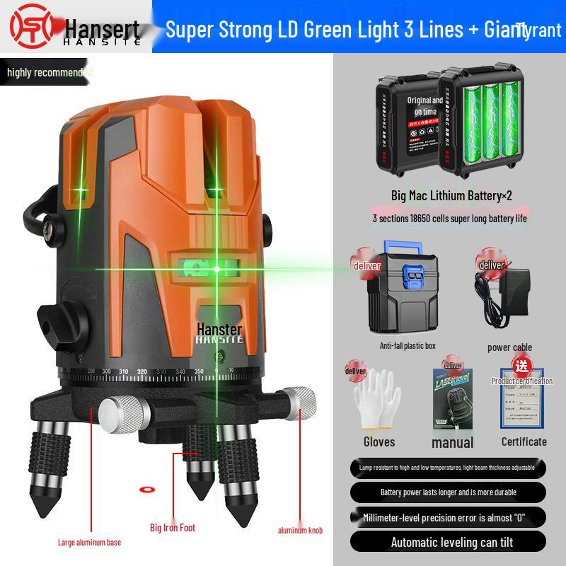 High-Precision Green Light Infrared Laser Level for Indoor/Outdoor Use