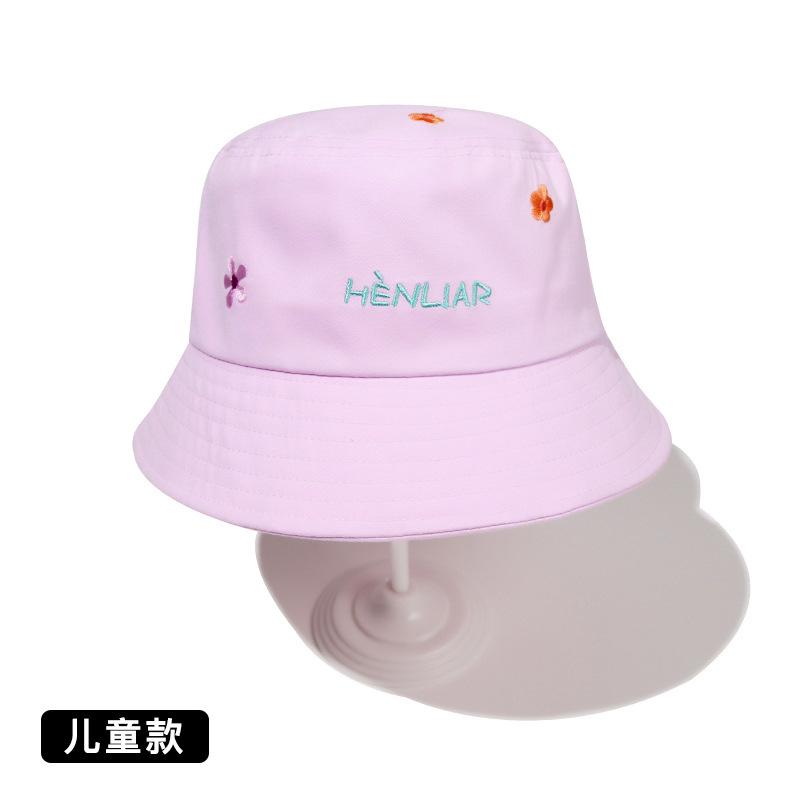 

New spring and autumn hat female parent-child embroidery flower personality versatile basin hat fashion bucket hat average size