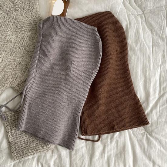 Scarf Hat Solid Color Adjustable Straps Winter Knitted Hat Head Neck Ear Protection Cold Weather Accessories