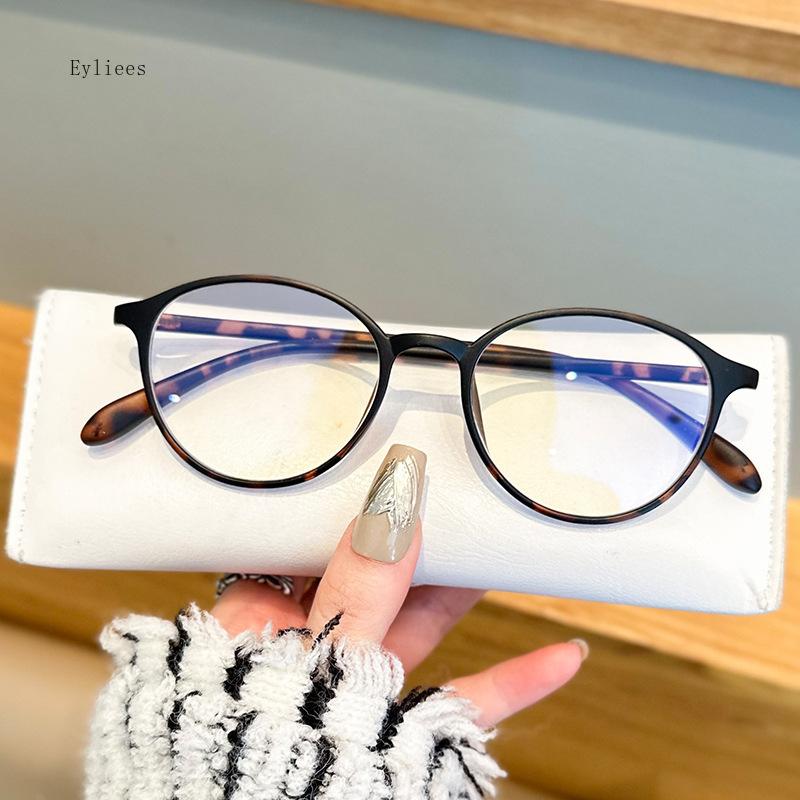 New Round Men Glasses Frame Luxury Transparent Computer Anti Blue Light Eyeglasses Frames Vintage Leopard Eyewear