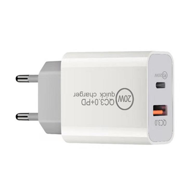 PD20W Fast Charger: Dual Port A+C QC3.0 Set for Apple 12, EU/US Plug Compatible