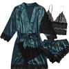 European & American Women's Sexy Lace Pajamas, Plus Size, 4-Piece Set - Homewear & Lingerie