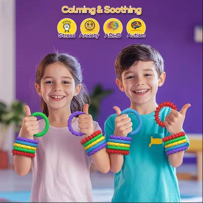 5/6/12Pcs Silicone Bracelet Ring Stone Textured Sensory Fidget Toys For Adults Autism Sensory Toys For Kids Fidget Stress Toys