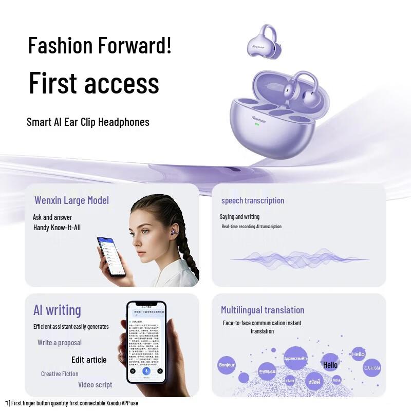 Newmine S6 Wireless Ear Clip Bluetooth Translation Earbuds