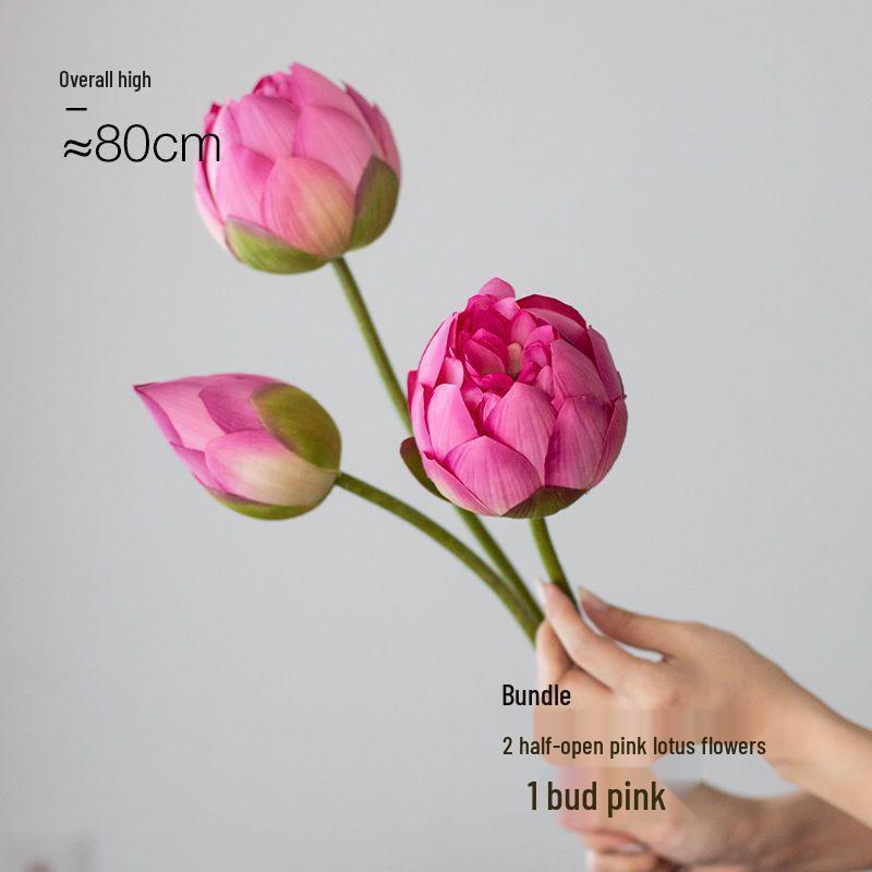 Realistic Lotus Flower Arrangement: Artificial Lotus Pod, Leaf, and Blossom for Living Room or Buddhist Hall Decor