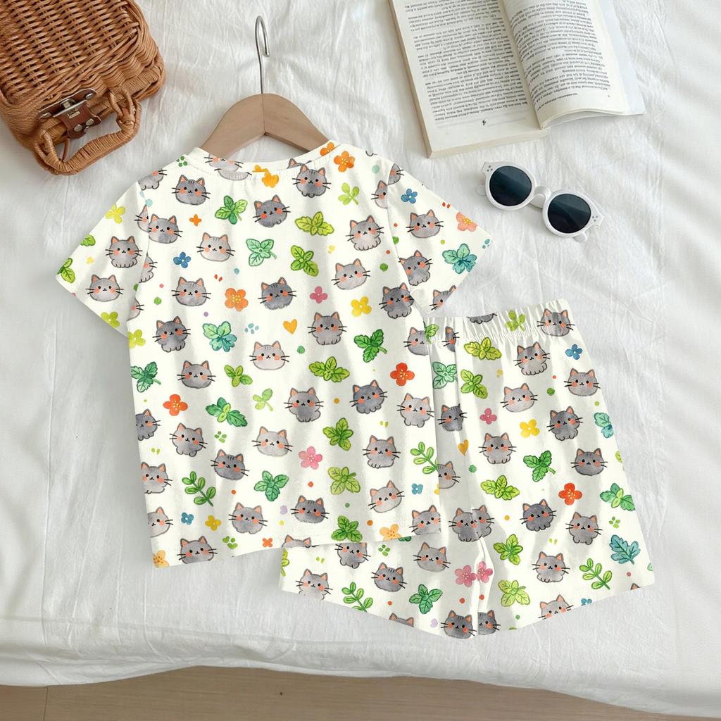 Kids Casual Short Sleeve T Shirt and Shorts Set Animal Print Lightweight Summer Outfit for Boys and Girls Soft Fabric Comfortable Fit