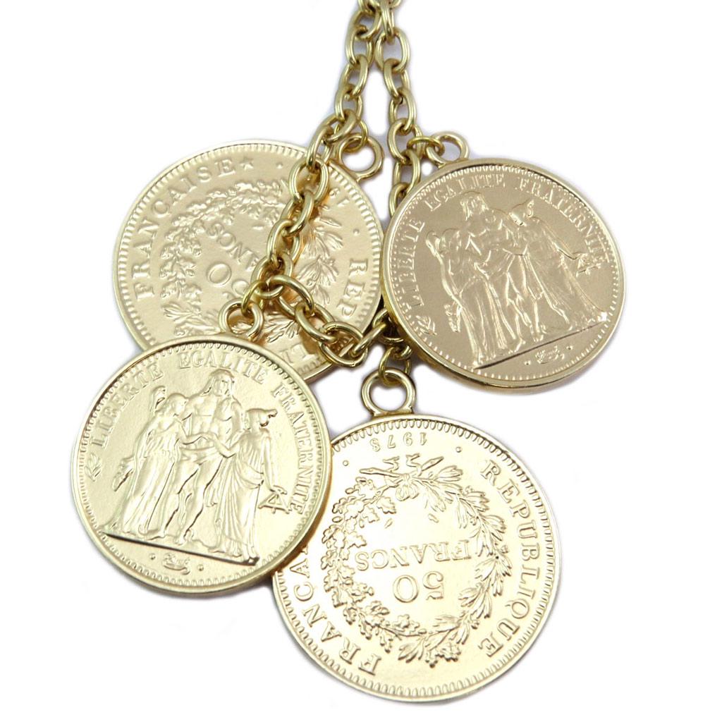 Dolce Vita [P6384] - Golden 'Liberty Equality Fraternity' Designer Necklace - 55 Cm - 11x4 Cm